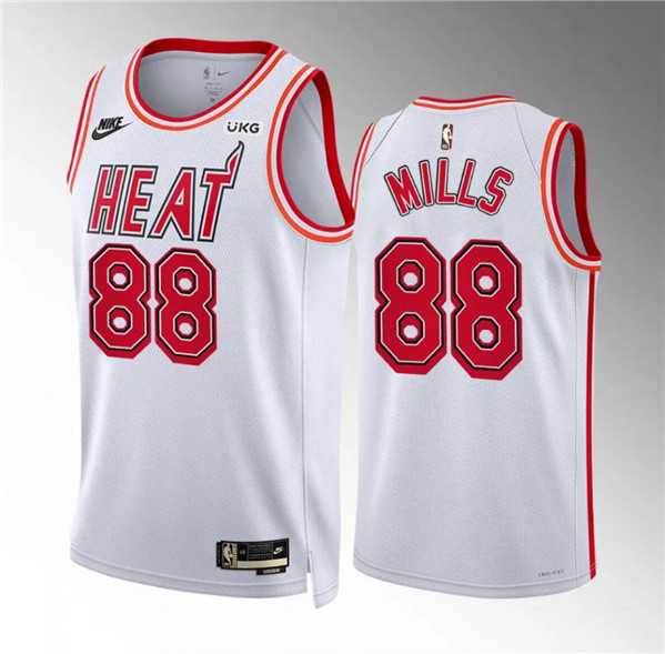 Mens Miami Heat #88 Patrick Mills White Classic Edition Stitched Basketball Jersey Dzhi